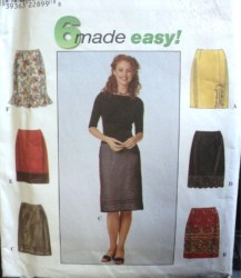 8664 Simplicity 6  EZ STRAIGHT SKIRTS EMBROIDERY/ BORDER/ FLOUNCE/ OVERSKIRT PATTERN 16-20